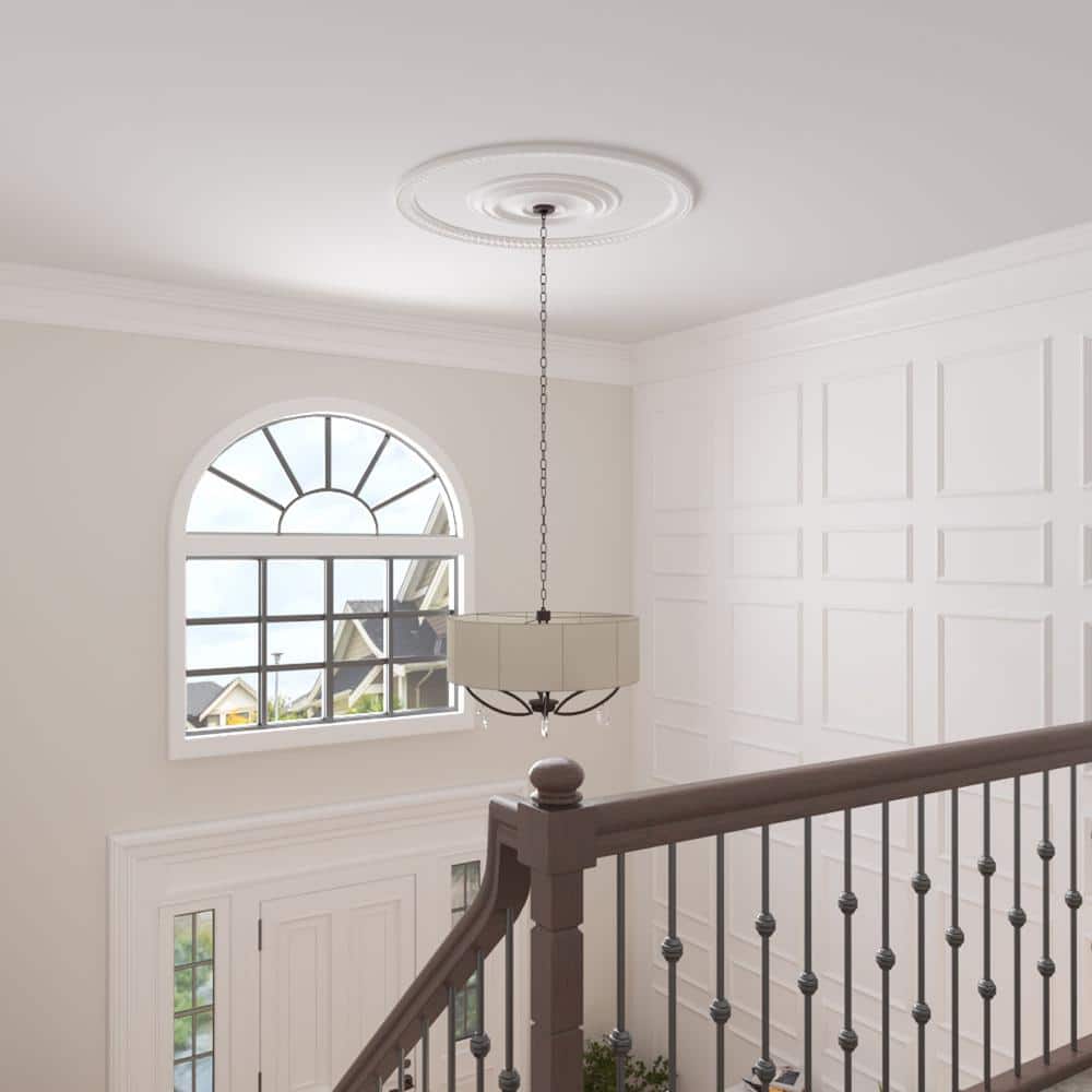Ekena Millwork 47" Primed Dentil and Bead Decorative Ceiling Ring