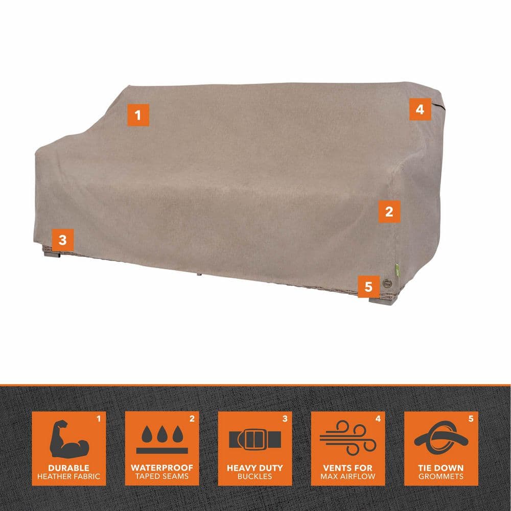 Sandstone Waterproof Polyester Patio Loveseat Covers, 82.5" x 38" x 38.25", Set of 2