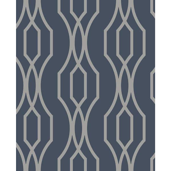A-Street Prints Coventry Blue Trellis Paper Strippable Roll (Covers 56.4 sq. ft.)