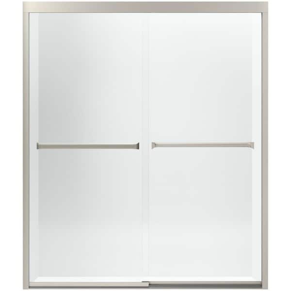 Meritor 55-60 in. x 70 in. Semi-Framed Sliding Shower Door in Nickel with 1/4 in. Thick Clear Glass