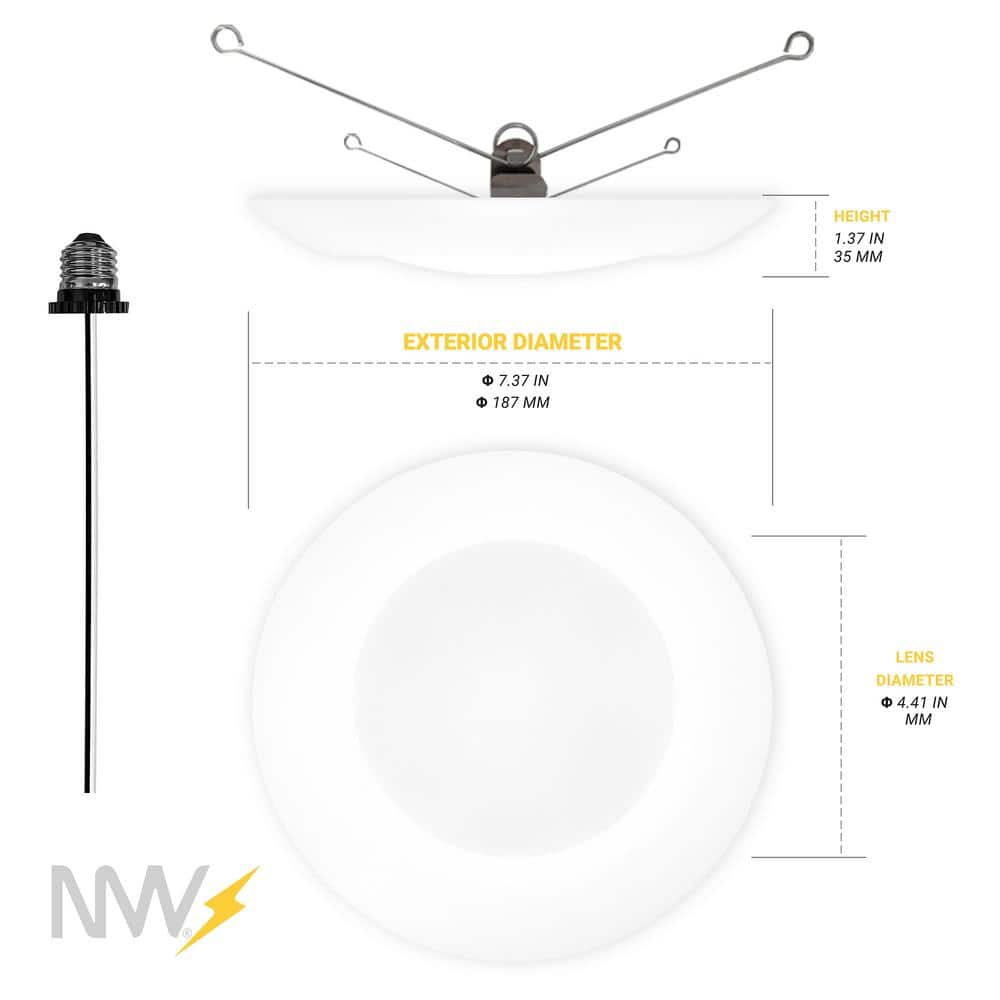 5/6 Inch White Aluminum LED Recessed Lighting Kit, 24 Pack