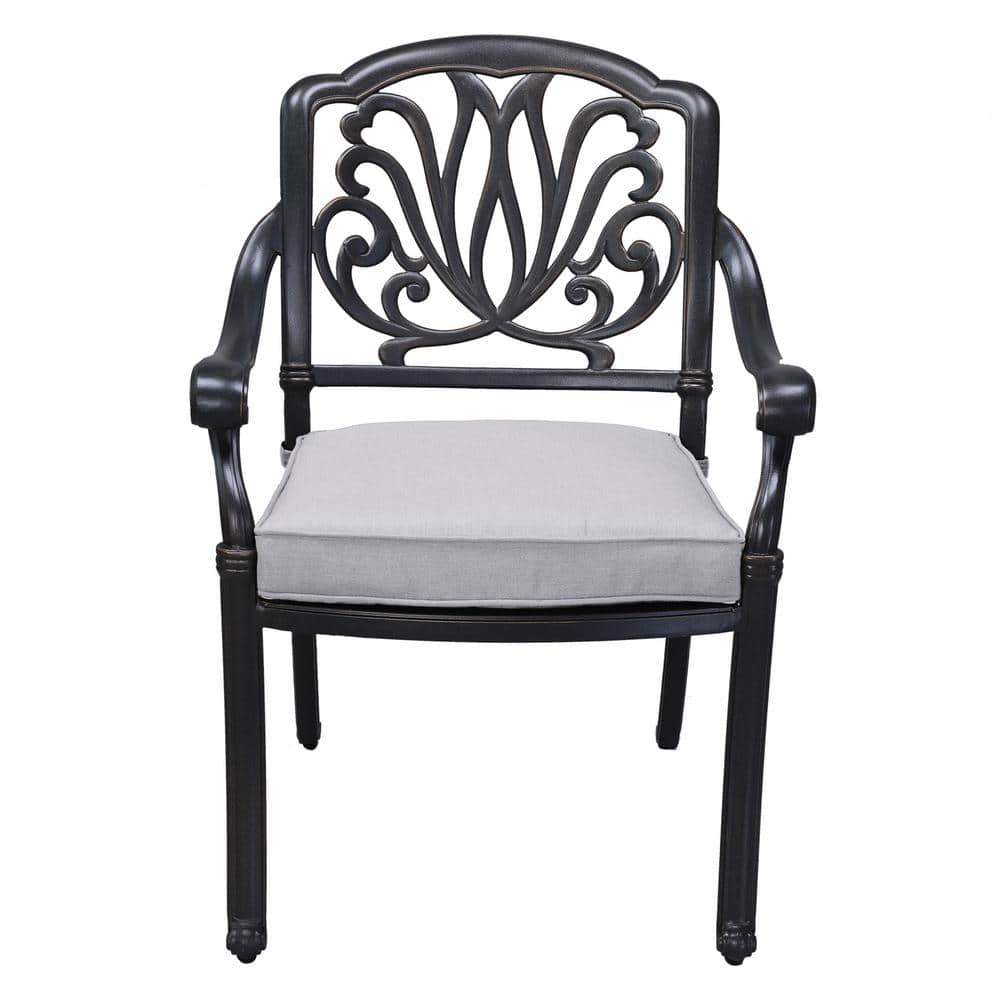 Garden Dessert Night Aluminum Outdoor Patio Dining Chair With Cast Silver (2-Pack)
