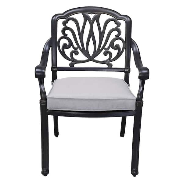 Afoxsos Garden Dessert Night Aluminum Outdoor Patio Dining Chair With Cast Silver (2-Pack)