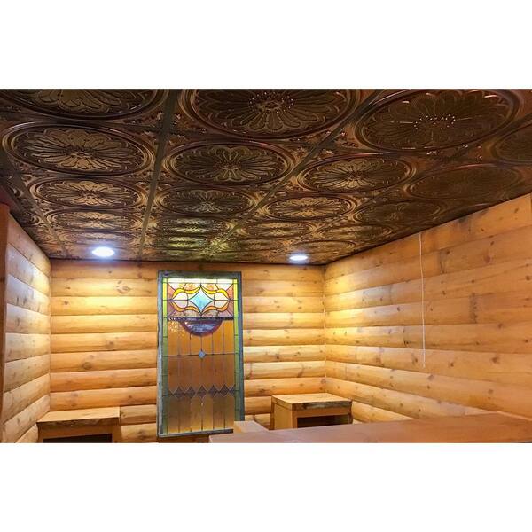 Mission 2 ft. x 2 ft. Lay-in or Glue-up Ceiling Tile in Antique Copper (40 sq. ft. / case)