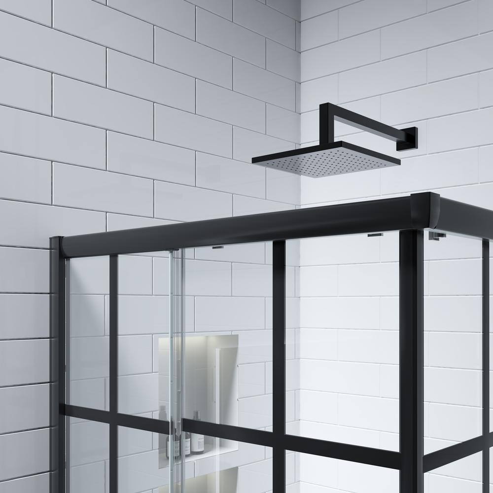 Cyrus 36" Black Aluminum Framed Sliding Shower Enclosure