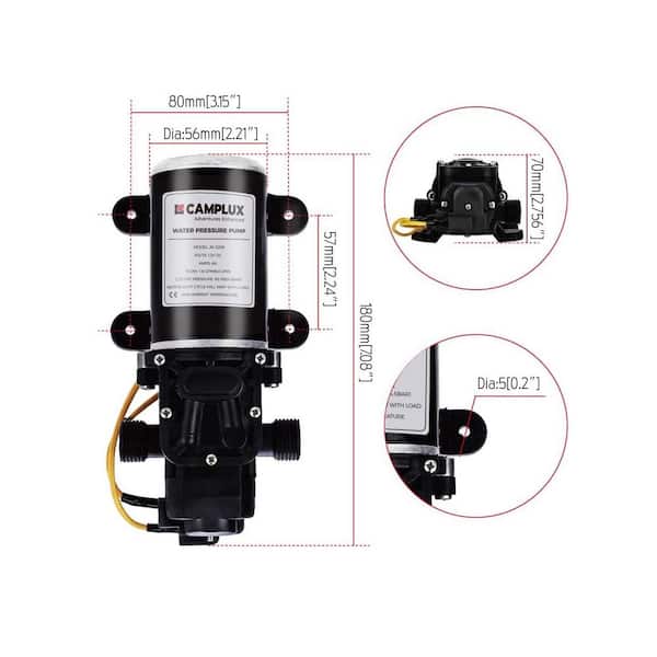 12V 1.6 GPM Water Pressure Diaphragm Pump Kit 65 PSI