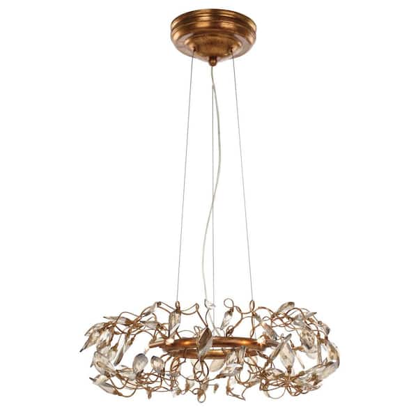 Crystal Garden 6-Light Gold Leaf Pendant