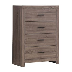 5-Drawer Brown Chest of Drawers with Metal Bar Pulls (44.75 in. H x 31.5 in. W x 16.25 in. L)