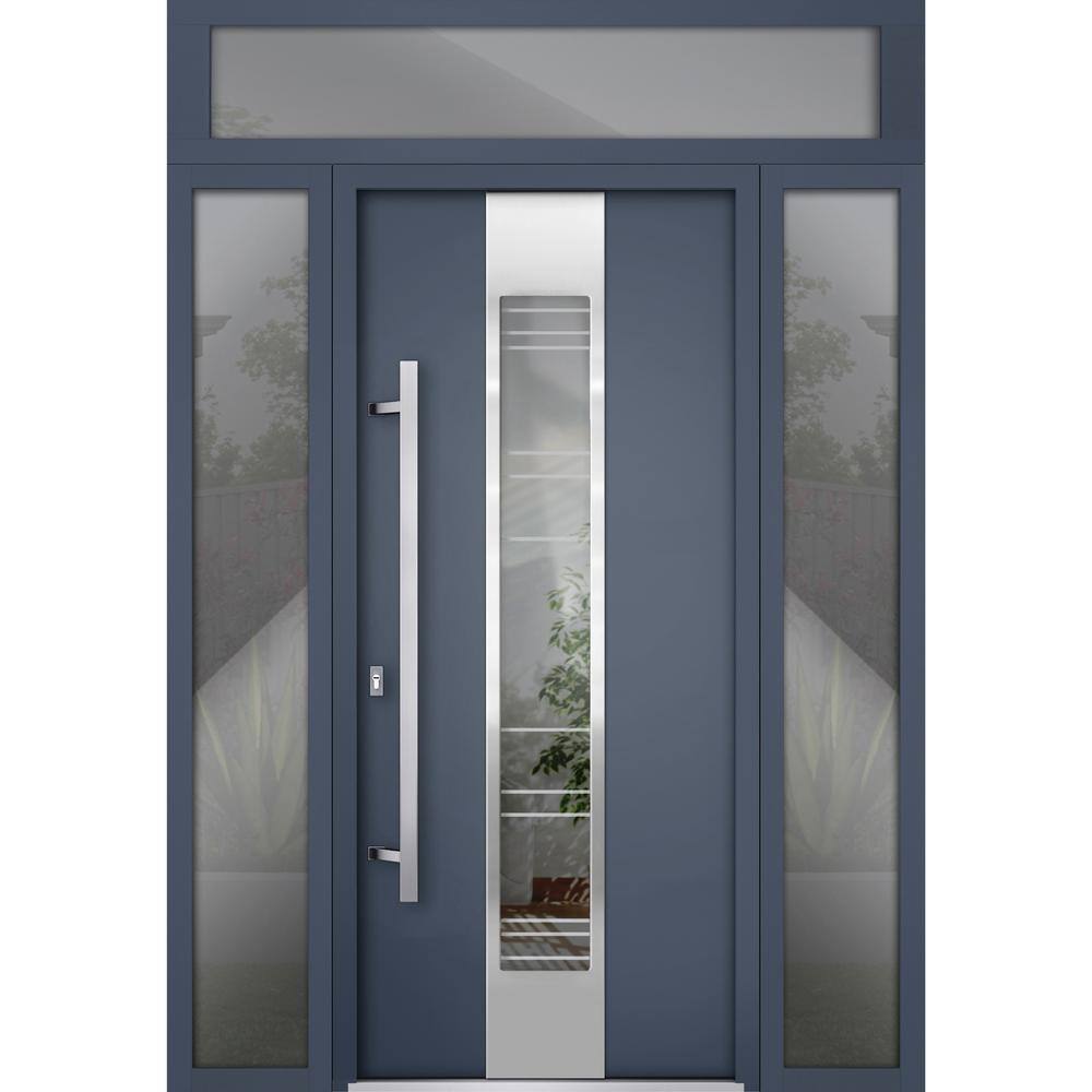 VDOMDOORS 60 in. x 96 in. Right-Hand/Inswing 3 Sidelight Clear Glass ...