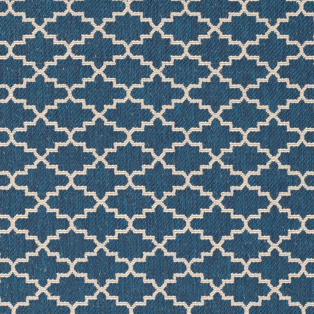 Navy and Beige Trellis Indoor/Outdoor Synthetic Area Rug