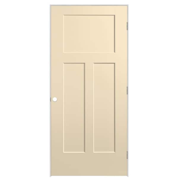 36 in. x 80 in. 3-Panel Winslow Left-Hand Hollow Core Golden Haystack Molded Composite Single Prehung Interior Door