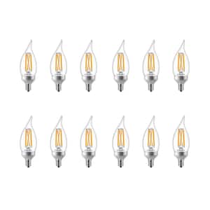 75-Watt Equivalent BA11 Dimmable Warm Glow Dimming Effect LED Candle Light Bulb Bent Tip E12 Soft White 2700K (12-Pack)