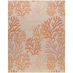 Garden Oasis Coral 9 ft. x 12 ft. Nature-inspired Contemporary Area Rug