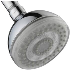 1-Spray 3.5 in. Single Wall Mount LED Lighted Fixed Shower Head in Polished Chrome