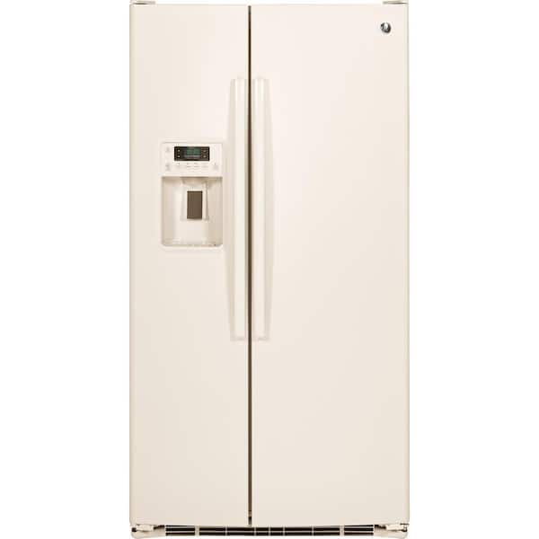 GE 25.3 cu. ft. Side by Side Refrigerator in Bisque, ENERGY STAR ...