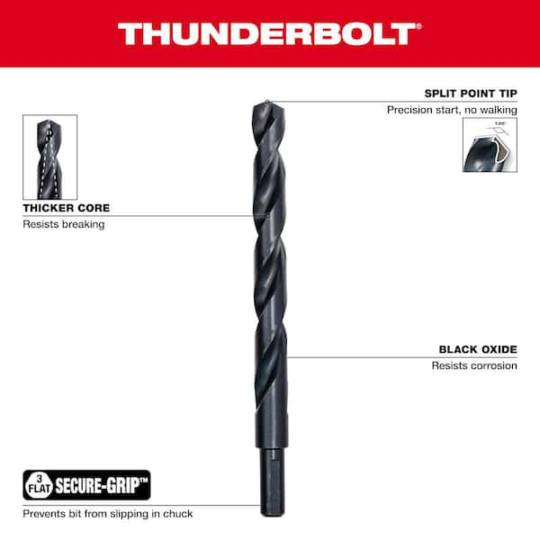 Milwaukee Thunderbolt 15/32 in Drill Bit 48-89-2736, Right Hand Cut, Split  135° Point, Black Oxide Finish, Black Oxide