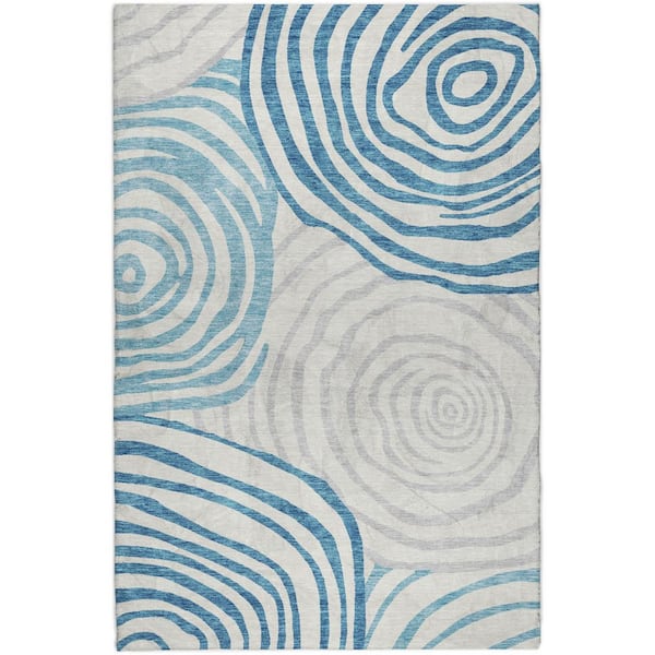 Dream Shag Premium Machine Washable Abstract ADS765 Teal 5 ft. x 7 ft. 6 in. Area Rug
