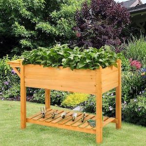 Raised Garden Bed Elevated Planter Box Kit with 8 Grids and Folding Tabletop