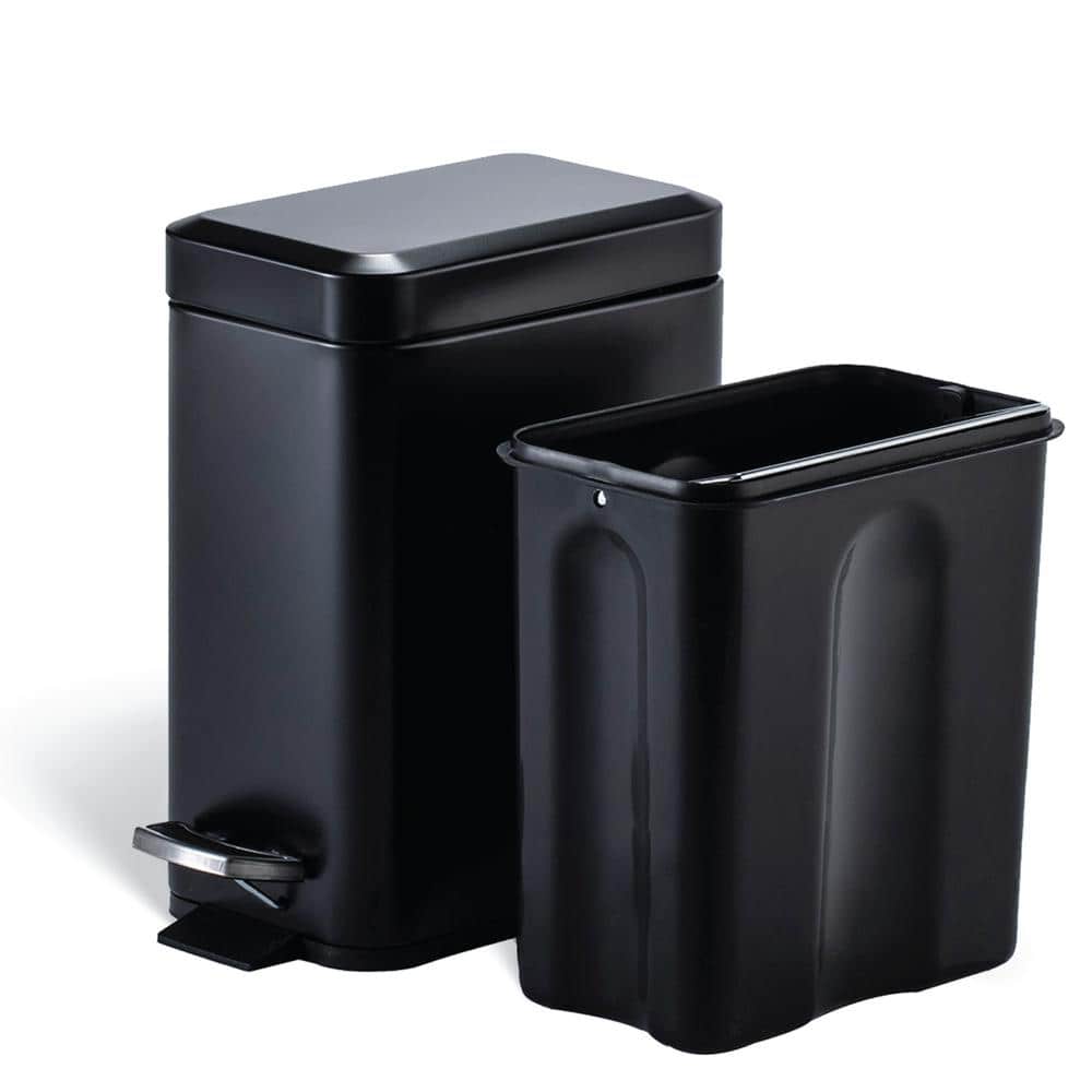 Home Zone Living 15 Gallon Pull Out Dual Recycling and Trash Can, 58 Liter, Black