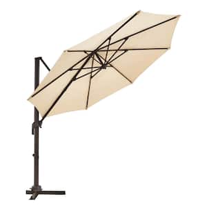 10 ft. Round 360-Degree rotation Cantilever Patio Umbrella in Beige