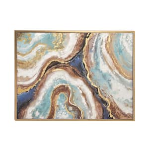 Enlarge Slice Geode Multi Colored Framed Wall Art with Gold Frame 36 in. x 47 in.