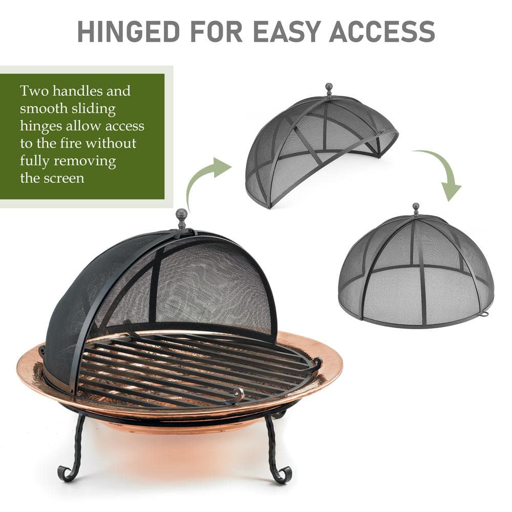 Extra Large Black Powder-Coated Steel Mesh Spark Screen with Lifter