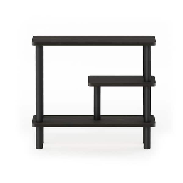 Furinno Turn-N-Tube 18.35 in. Espresso/Black Plastic 3-shelf Etagere Bookcase with Open Back