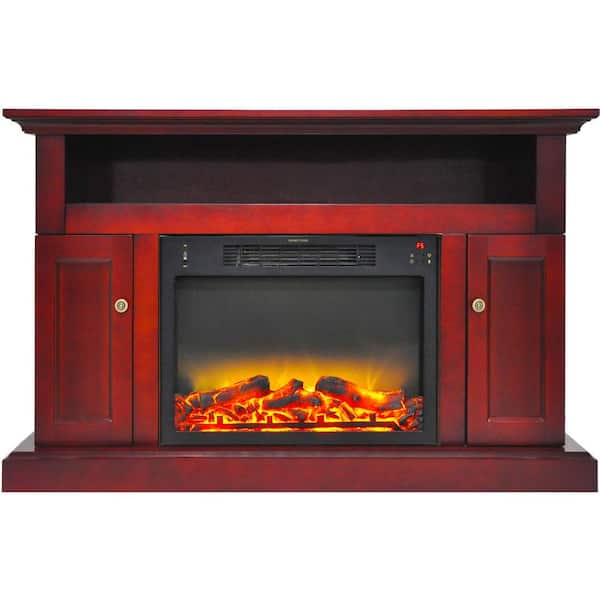 Cambridge Sorrento Electric Fireplace with an Enhanced Log Display and 47 in. Entertainment Stand in Cherry