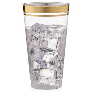 16 oz. Gold Rim Clear Disposable Plastic Cups Party Cold Drinks (100/Pack)