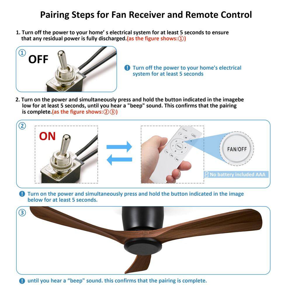 48 in. Black Steel Ceiling Fan with Brown ABS Blades and LED Light