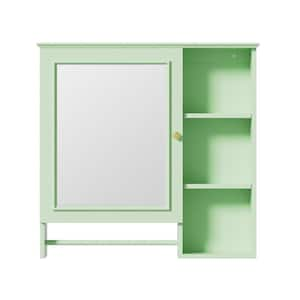 Green 29 in. W x 28 in. H Rectangular Wood Medicine Cabinet with Mirror, Bathroom Wall Cabinet with Adjustable Shelves