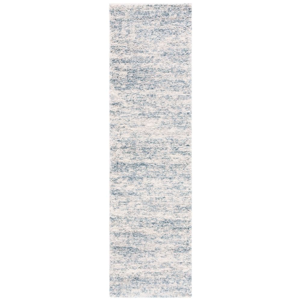 Ivory Synthetic Hand-knotted Shag Runner Rug 2' x 10'