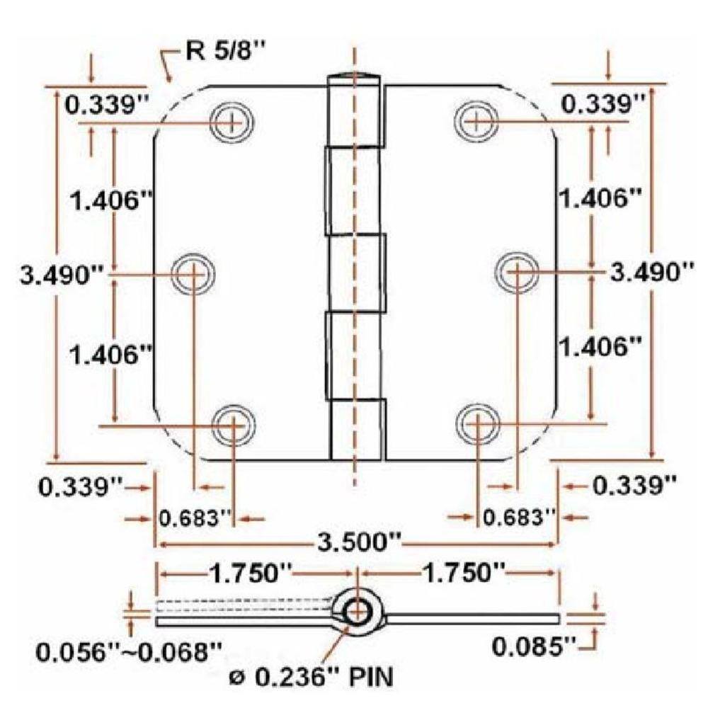 Satin Brass 3.5'' x 3.5'' Steel Door Hinge 10-Pack