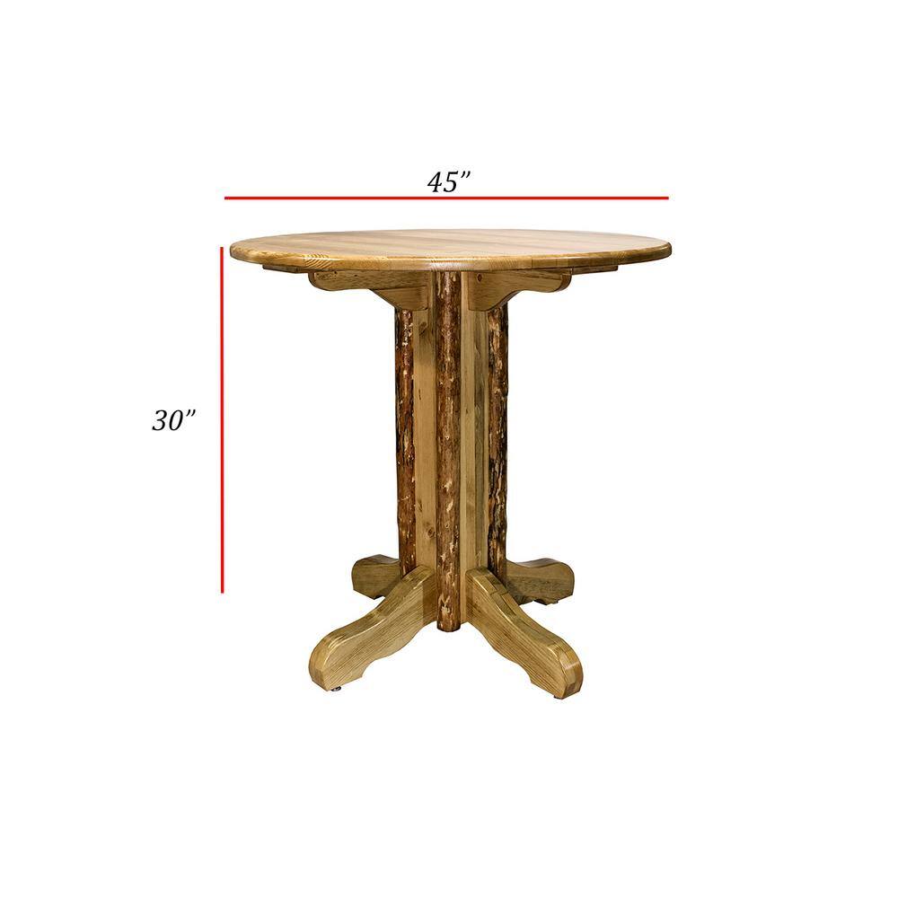 Rustic Pine Wood Round Extendable Dining Table