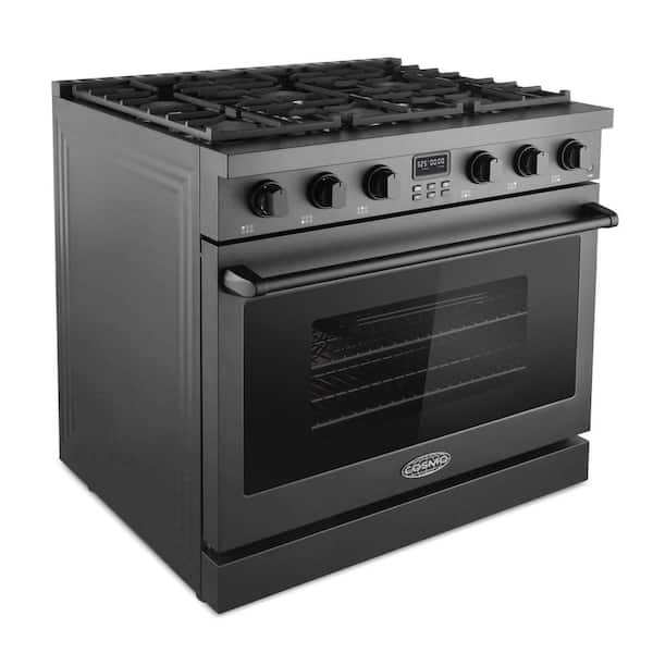 36 in. Lumin Collection 6.0 cu. ft. Gas Range with 6 Sealed Burners and Convection Oven in Matte Black