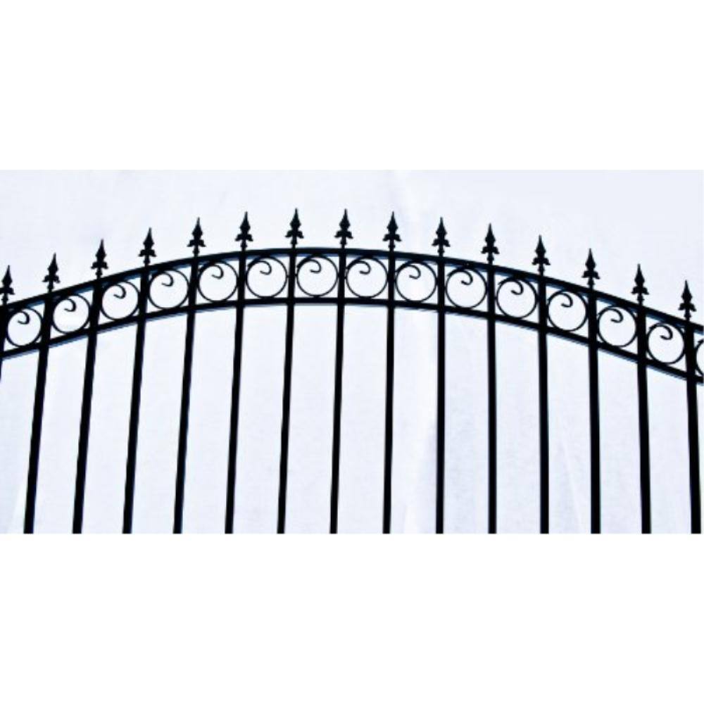Black Steel Arched Sliding Driveway Gate with Pointed Pickets