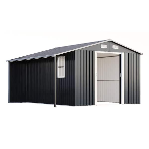 10.6 ft. W x 10.3 ft. D Galvanized Metal Storage Shed Dark Grey/White (109 sq. ft. )