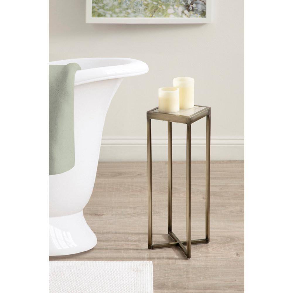 Gold Square Metal Drink Table with Quartz Top