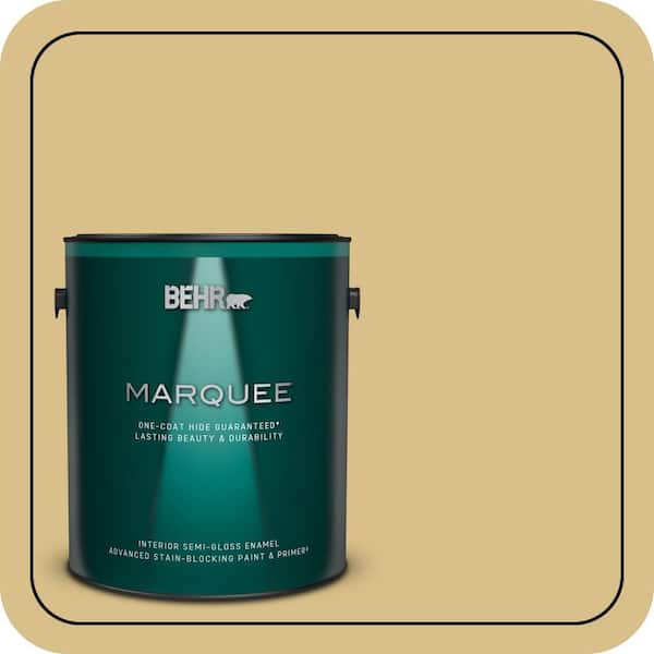 BEHR MARQUEE 1 gal. #MQ2-18 Honey Tea One-Coat Hide Semi-Gloss Enamel Interior Paint & Primer