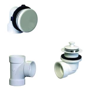 Illusionary Overflow, Sch. 40 PVC Plumbers Pack with Lift and Turn Bath Drain in Powder Coat White