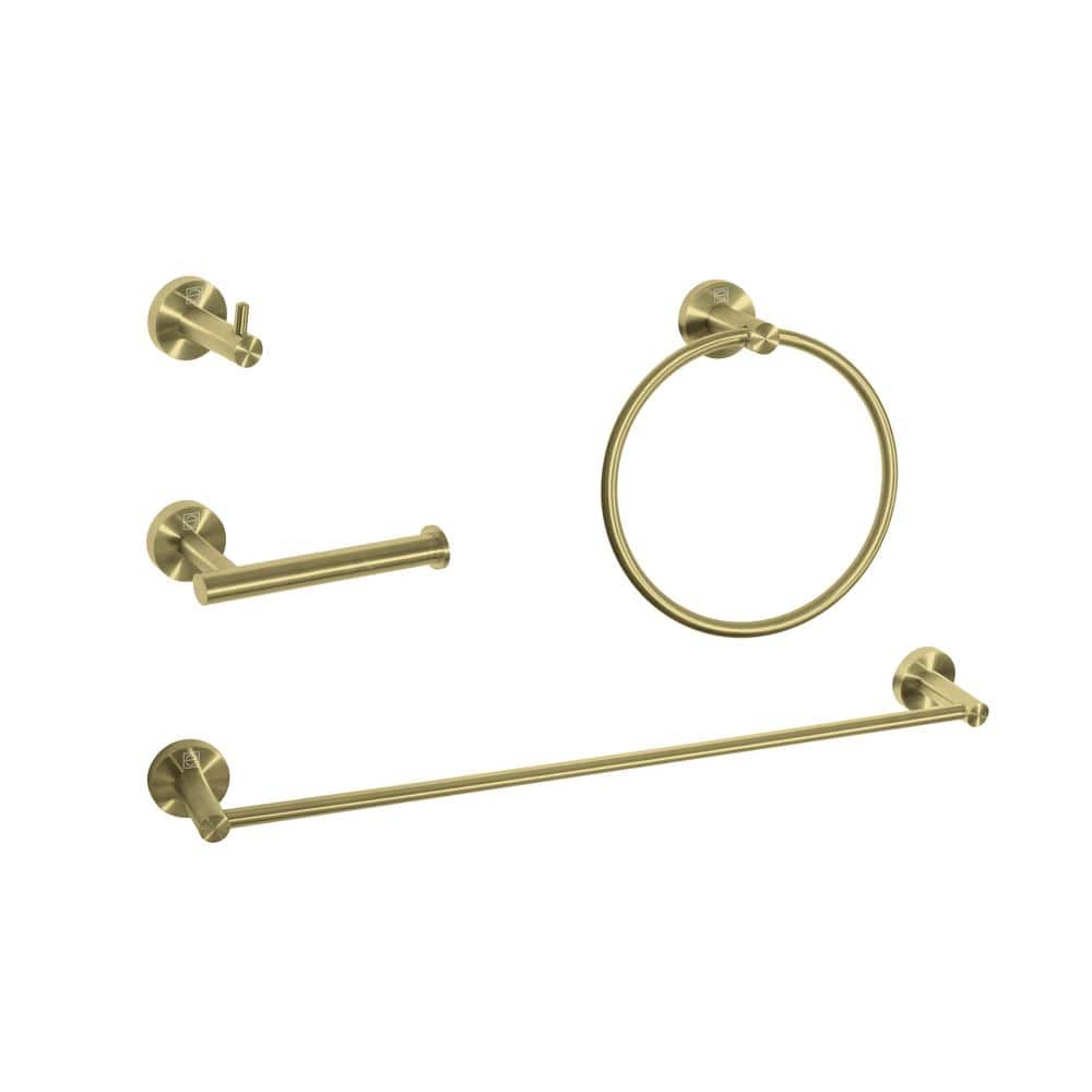 Timeless Home 4-Piece Bath Hardware Set with Mounting Hardware in Brushed G