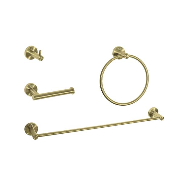 Unbranded Timeless Home 4-Piece Bath Hardware Set with Mounting Hardware in Brushed Gold
