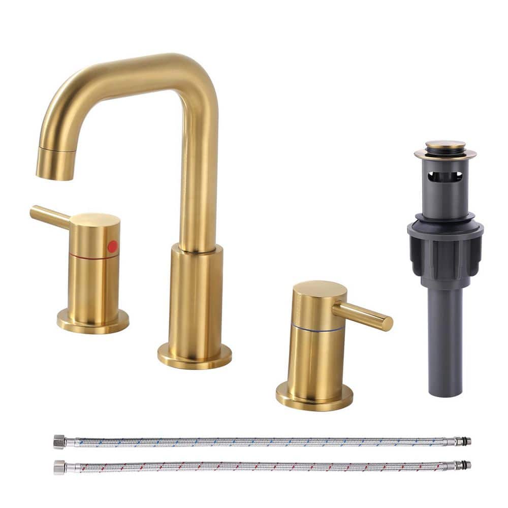 8 in. Widespread Double Handle Bathroom Faucet with Pop-up Drain in Brushed Gold price history on PriceWatchPro