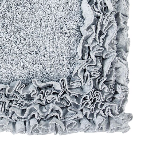 Small Textured Border Cotton Bath Mat - Medium Grey - Dormify in 2023