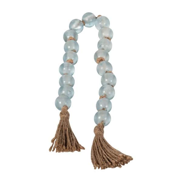 Liv & Skye 34 in. Blue Handmade Glass Round Beaded Garland