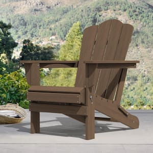 Brown HDPE Folding Plastic Adirondack Chair(1 Pack）
