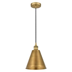Edison Cone 100-Watt 1-Light Brushed Brass Standard Mini Pendant Light with Metal Shade