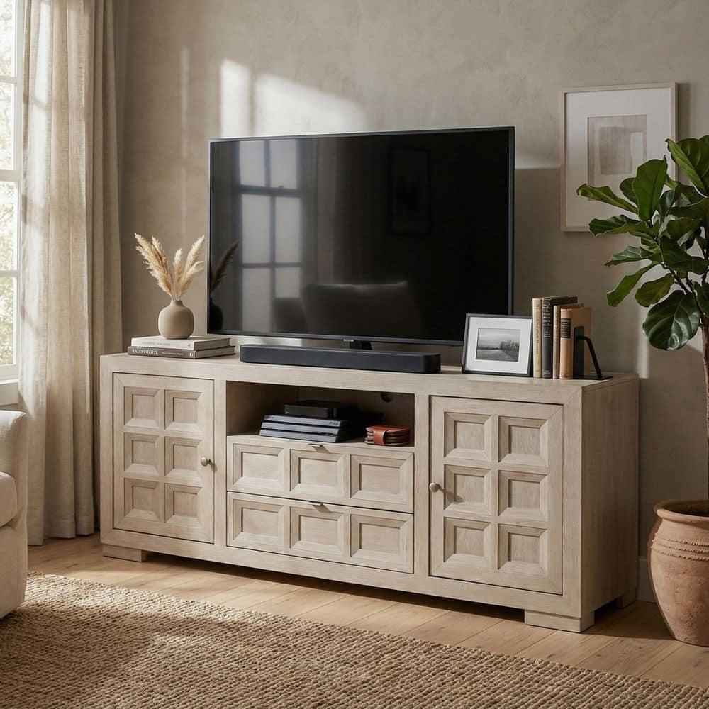 Flonnin Tawny TV Stand Fits TV up to 80 in. with Soft-closing Drawers