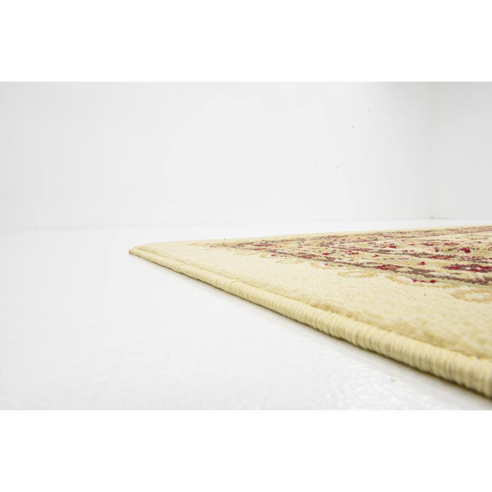 Ivory Floral Rectangular 6' x 9' Synthetic Area Rug