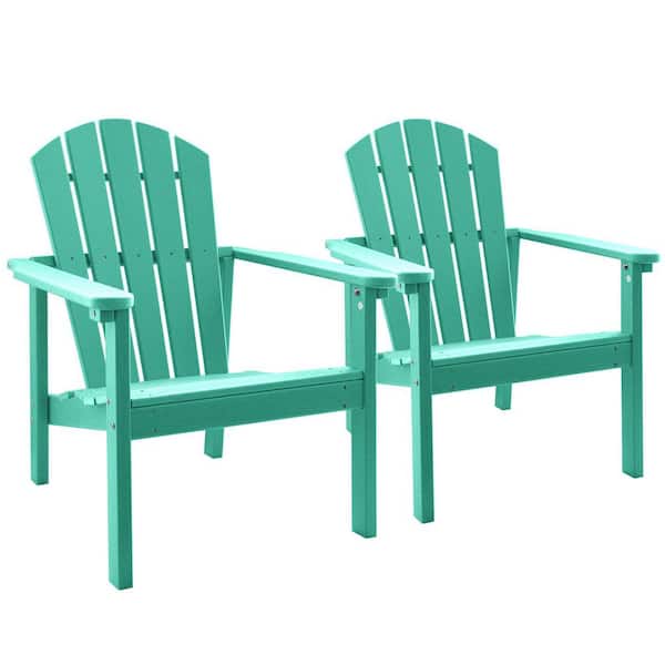 Upland All Weather HDPE Stackable Adirondack Chair, Space-Saving Outdoor Patio Chair, Aruba Blue, 2-Piece